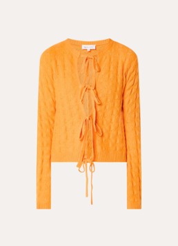 Fabienne Chapot Dames Chelsea fijngebreid vest in wolblend met opengewerkt dessin in de kleur Oranje
