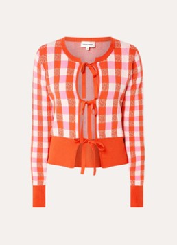 Fabienne Chapot Dames Camille fijngebreid vest met ingebreid patroon en gestrikt detail in de kleur Rood