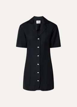 Fabienne Chapot Dames Melody mini blousejurk in linnenblend in de kleur Zwart