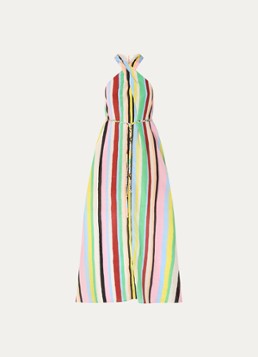 Fabienne Chapot Dames Estelle maxi jurk met streepprint en strikceintuur in de kleur Lichtblauw