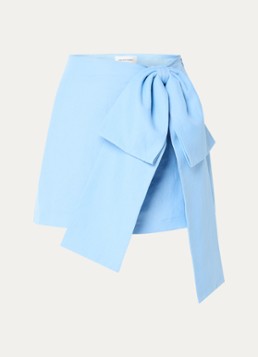 Fabienne Chapot Dames Beau mini A-lijn rok in linnenblend met gestrikt detail in de kleur Blauwgrijs