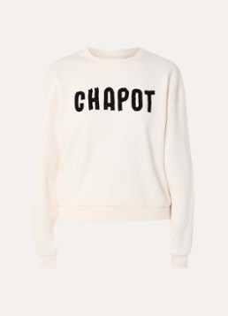 Fabienne Chapot Dames Terry sweater met logoborduring in de kleur Gebroken wit