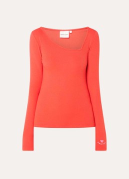 Fabienne Chapot Dames Valentina top met asymmetrische hals in de kleur Rood