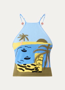 Fabienne Chapot Dames Crop top met ingebreid patroon in de kleur Blauw