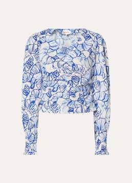 Fabienne Chapot Dames Madeleine tuniek met bloemenprint en ballonmouw in de kleur Kobaltblauw