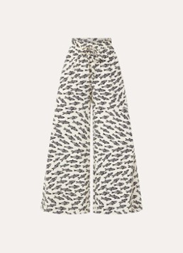 Fabienne Chapot Dames Palapa high waist wide fit palazzo broek met print in de kleur Gebroken wit
