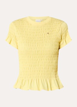 Fabienne Chapot Dames Carmen T-shirt met smockwerk in de kleur Geel