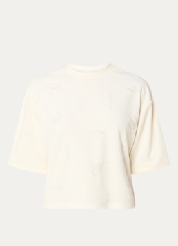 Fabienne Chapot Dames Evy T-shirt van badstof met 3D print in de kleur Gebroken wit