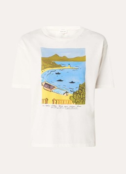 Fabienne Chapot Dames Steve T-shirt met print in de kleur Gebroken wit