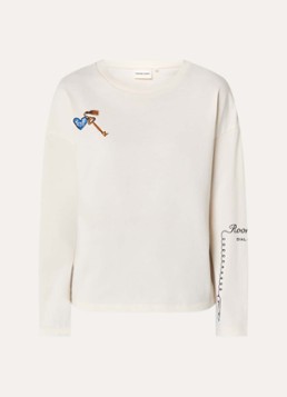 Fabienne Chapot Dames Phileine longsleeve met logo- en backprint in de kleur Gebroken wit