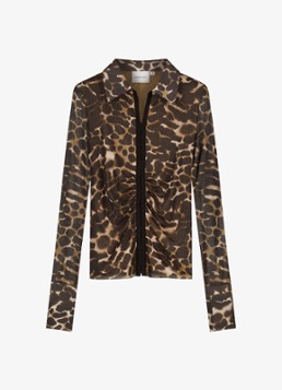 Fabienne Chapot Dames Yanna semi transparante blouse met dierenprint in de kleur Bruin