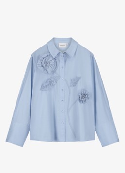 Fabienne Chapot Dames Alex blouse met bloemenapplicaties in de kleur Lichtblauw