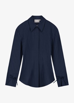 Fabienne Chapot Dames Elvira blouse met krijtstreep in de kleur Donkerblauw
