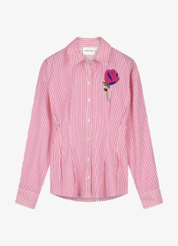 Fabienne Chapot Dames Irina blouse met streepprint in de kleur Donkerroze