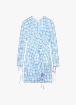 Fabienne Chapot Dames Levi mini jurk met ruitdessin en structuur in de kleur Blauw