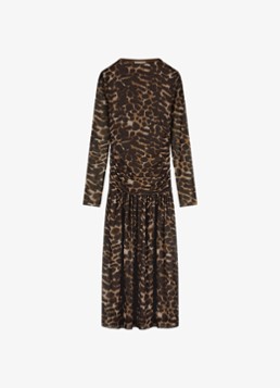 Fabienne Chapot Dames Bello midi jurk met dierenprint en mesh in de kleur Bruin