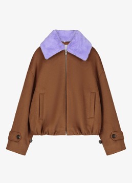 Fabienne Chapot Dames Jael bomberjack in wolblend met colour blocking in de kleur Bruin