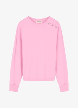 Fabienne Chapot Dames Molly Cuff fijngebreide pullover met sierknopen in de kleur Roze