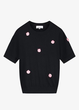 Fabienne Chapot Dames Bibi Rose fijngebreide pullover in wolblend in de kleur Zwart