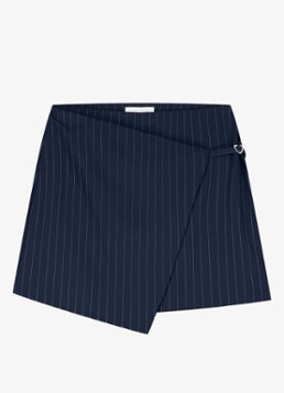 Fabienne Chapot Dames Sonny minirok met krijtstreep en asymmetrische zoom in de kleur Donkerblauw