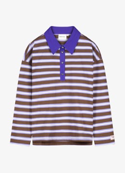 Fabienne Chapot Dames Paula sweater met streepprint en polokraag in de kleur Bruin