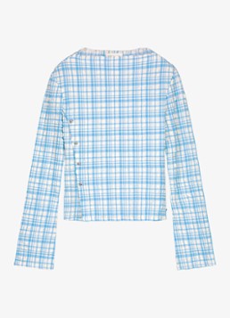 Fabienne Chapot Dames Ola top met ruitdessin en structuur in de kleur Blauw