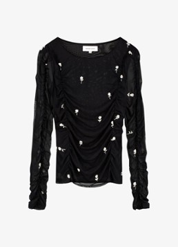 Fabienne Chapot Dames Kamea top van mesh met borduring in de kleur Zwart