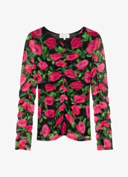 Fabienne Chapot Dames Karlis top met print en plooidetail in de kleur Fuchsia