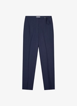 Fabienne Chapot Dames Elliot mid waist straight fit pantalon met krijtstreep in de kleur Donkerblauw