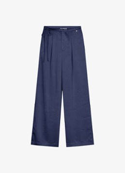 Fabienne Chapot Dames Emma high waist wide fit pantalon van satijn in de kleur Donkerblauw