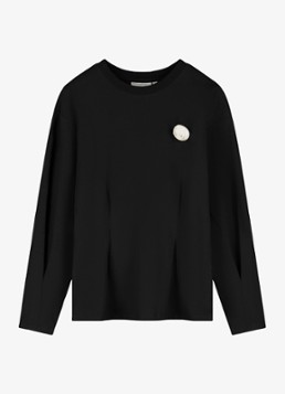 Fabienne Chapot Dames Asta longsleeve met plooidetail in de kleur Zwart