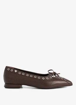 Fabienne Chapot Dames Sailor ballerina van leer in de kleur Chocoladebruin