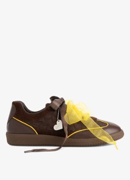 Fabienne Chapot Dames Head Over Heels sneaker van leer in de kleur Chocoladebruin