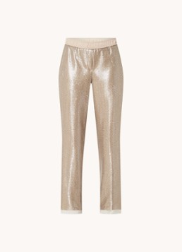 CINQUE Dames Sleepy high waist straight fit pantalon met pailletten in de kleur Zand