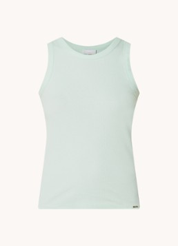 CINQUE Dames Ciria tanktop met ribstructuur en ronde hals in de kleur Mosgroen