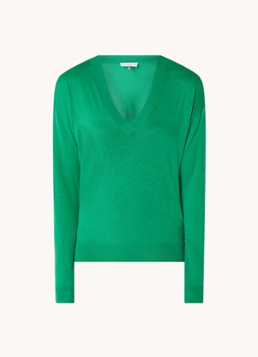 CINQUE Dames Cijill fijngebreide pullover in kasjmierblend met V-hals in de kleur Donkergroen