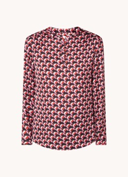 Cinque Dames Citaube tuniek van satijn met grafische print in de kleur Roze