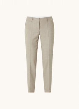 Cinque Dames Cihamelin mid waist tapered cropped fit pantalon met steekzakken in de kleur Donkerbeige