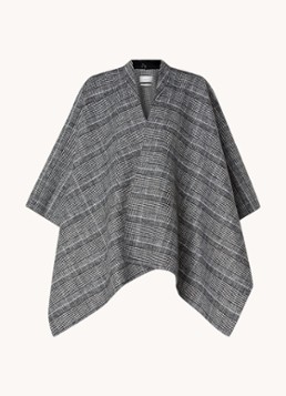 Cinque Dames Cimaike cape in wolblend met ruitdessin in de kleur Zwart