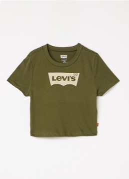 Levi's Jongens Batwing T-shirt met logo in de kleur Olijfgroen, maat: 62