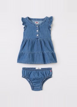 Levi's Meisjes Tuniekjurk met bloomer in de kleur Indigo, maat: 12M=80