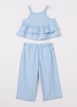 Levi's Meisjes Set van top met broek 2-delig in de kleur Lichtblauw, maat: 9M=74