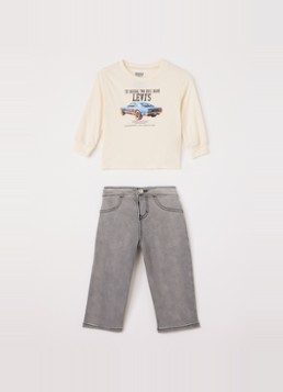 Levi's Jongens Set longsleeve met jeans 2-delig in de kleur Gebroken wit, maat: 36M=98