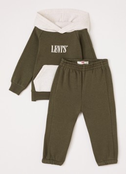 Levi's Jongens Set van hoodie met joggingbroek 2-delig in de kleur Olijfgroen, maat: 36M=98