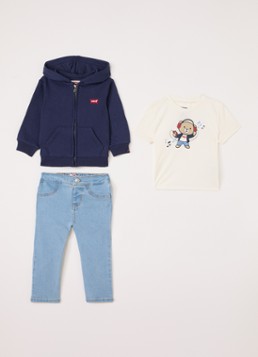 Levi's Meisjes Set van sweatvest met jeans en T-shirt 3-delig in de kleur Blauw, maat: 18M=86