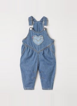 Levi's Meisjes Straight leg tuinbroek van denim in de kleur Indigo, maat: 12M=80