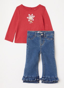 Levi's Meisjes Set van longsleeve met jeans 2-delig in de kleur Rood, maat: 18M=86