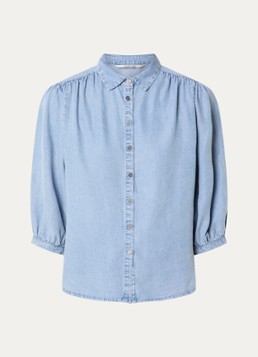 Moscow Dames Jorn blouse van chambray in de kleur Blauwgrijs