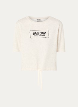 Moscow Dames Moscow T-shirt met logo in de kleur Beige