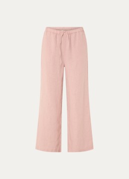 Moscow Dames Heylow mid waist wide fit broek van linnen met steekzakken in de kleur Roze